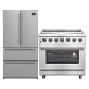 FORNO 2-Piece Appliance Package - 36-Inch Electric Range and 36-Inch French Door Refrigerator in Stainless Steel FBDL-013-08CAUS