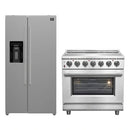 FORNO 2-Piece Appliance Package - 36-Inch Electric Range and 36-Inch Side by Side Refrigerator with Water Dispenser in Stainless Steel FBDL-013-09CAUS