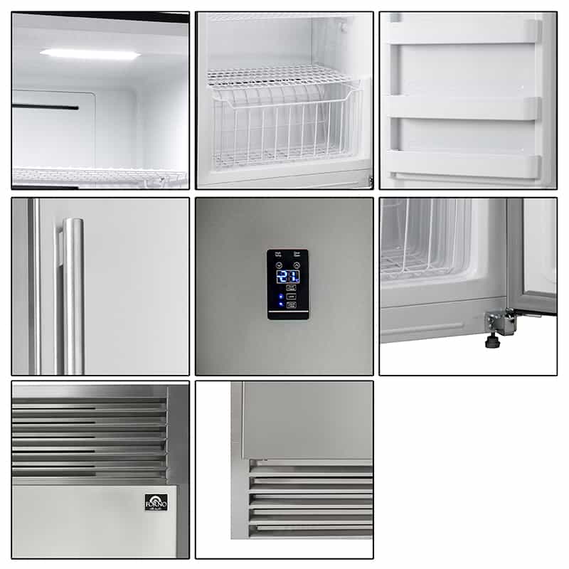 Forno 28" Rizzuto 13.8 cu.ft. Pro-Style Dual Combination Refrigerator & Freezer with 4" Grill Trim Kit in Stainless Steel (FFFFD1933-28LS)