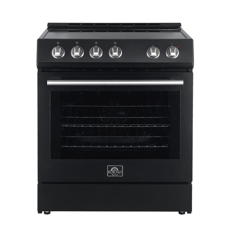 Forno Espresso Package - 30" Electric Range, Range Hood, Refrigerator and Dishwasher in Stainless, White, or Black