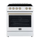Forno Espresso Package - 30" Electric Range, Range Hood, and Refrigerator in Stainless, White, or Black