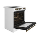 Forno Espresso Package - 30" Electric Range, Range Hood, and Refrigerator in Stainless, White, or Black