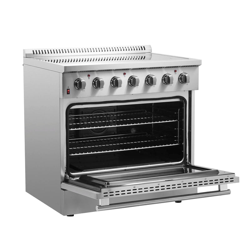 Forno 2-Piece Appliance Package - 36-Inch Electric Range and Pro-Style Refrigerator and Freezer in Stainless Steel