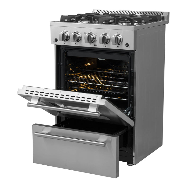 Forno 24-Inch Gas Range with 4 Burners and 38,000 BTUs in Stainless Steel (FFSGS6272-24)
