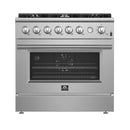 FORNO 3-Piece Appliance Package - 36-Inch Marco Gas Range, French Door Refrigerator, & Dishwasher in Stainless Steel FBDL-009-01CAUS