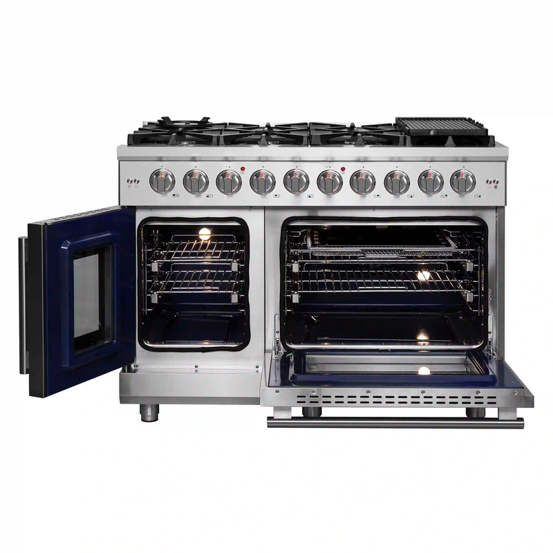 Forno Massimo 48-Inch Freestanding French Door Gas Range in Stainless Steel (FFSGS6439-48)