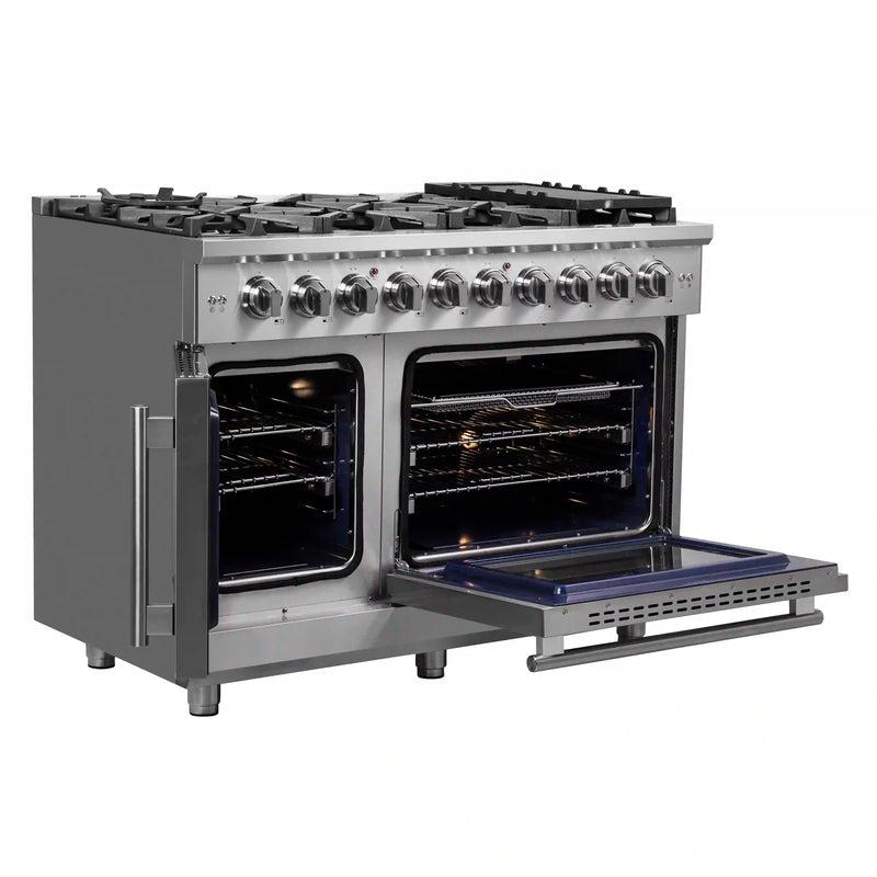 Forno Massimo 48-Inch Freestanding French Door Gas Range in Stainless Steel (FFSGS6439-48)
