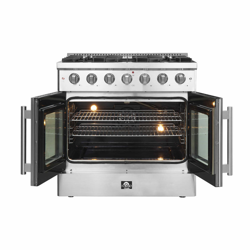 Forno 36-Inch Galiano Gas Range with 6 Gas Burners, 83,000 BTUs, & French Door Gas Oven in Stainless Steel (FFSGS6444-36)