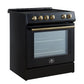 FORNO 2-Piece Appliance Package - 30-Inch Slide-In Induction Range and 36-Inch French Door Refrigerator in Black with Antique Brass Handle FBDL-014-13CAUS