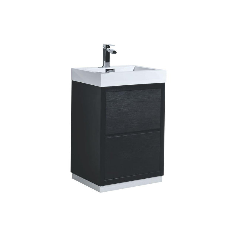 KubeBath Bliss 24 in. Free Standing Modern Bathroom Vanity - Black, FMB24-BK