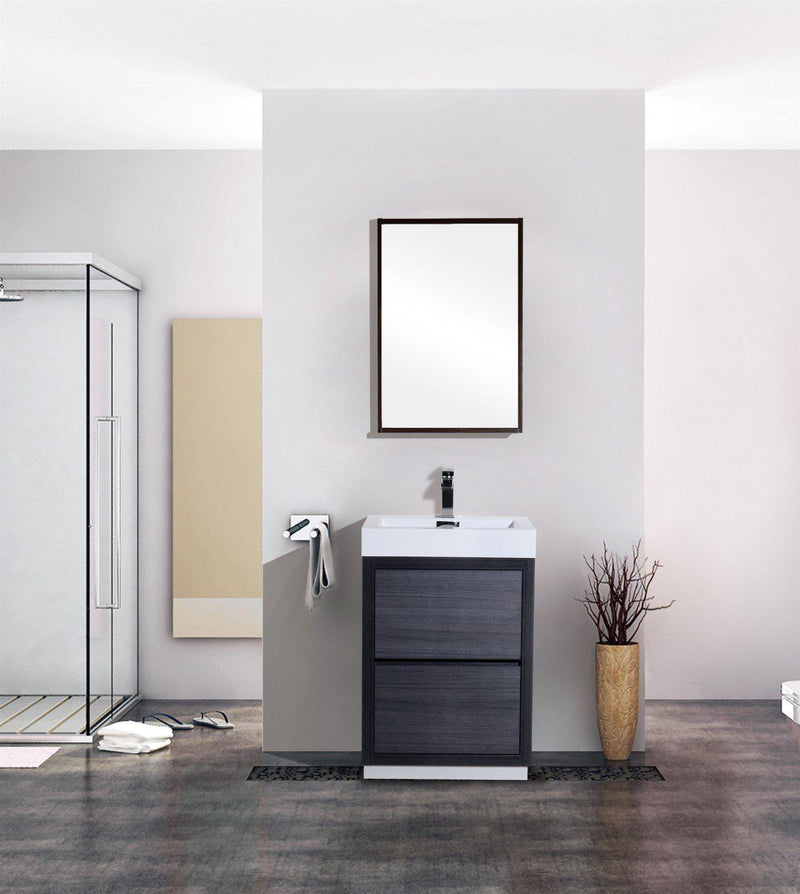 KubeBath Bliss 30 in. Free Standing Modern Bathroom Vanity - Gray Oak, FMB30-GO