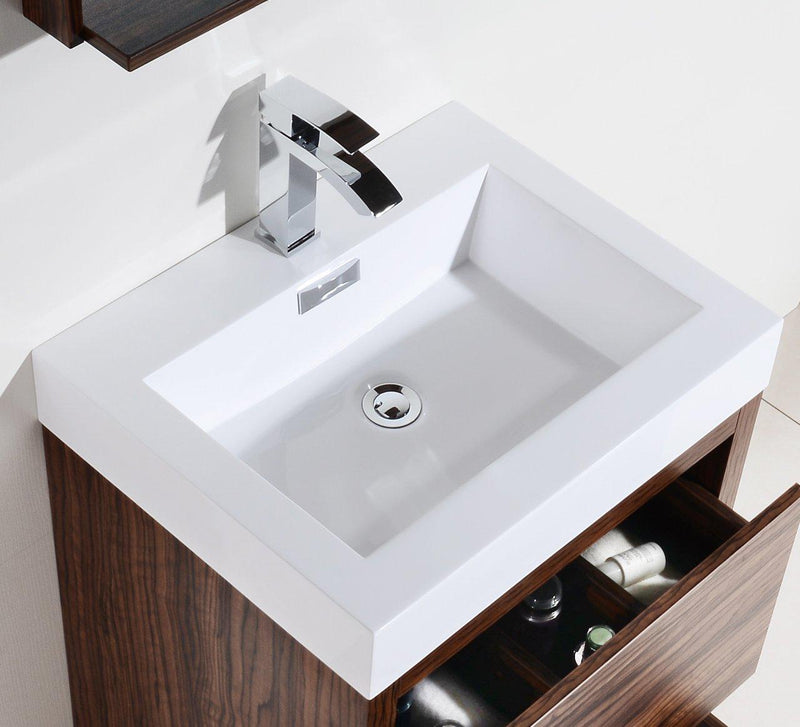 KubeBath Bliss 30 in. Free Standing Modern Bathroom Vanity - Walnut, FMB30-WNT