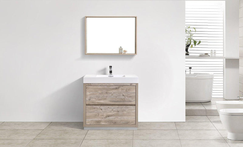 KubeBath Bliss 36 in. Free Standing Modern Bathroom Vanity - Nature Wood, FMB36-NW