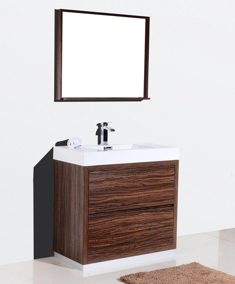 KubeBath Bliss 36 in. Free Standing Modern Bathroom Vanity - Walnut, FMB36-WNT