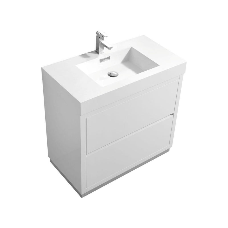 KubeBath Bliss 36 in. Free Standing Modern Bathroom Vanity - High Gloss White, FMB36-GW