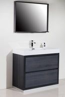 KubeBath Bliss 40 in. Free Standing Modern Bathroom Vanity - Gray Oak, FMB40-GO