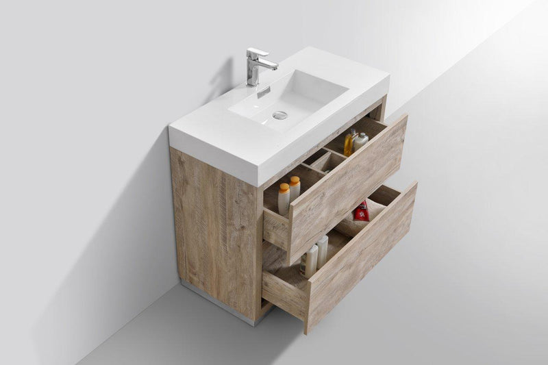 KubeBath Bliss 40 in. Free Standing Modern Bathroom Vanity - Nature Wood, FMB40-NW