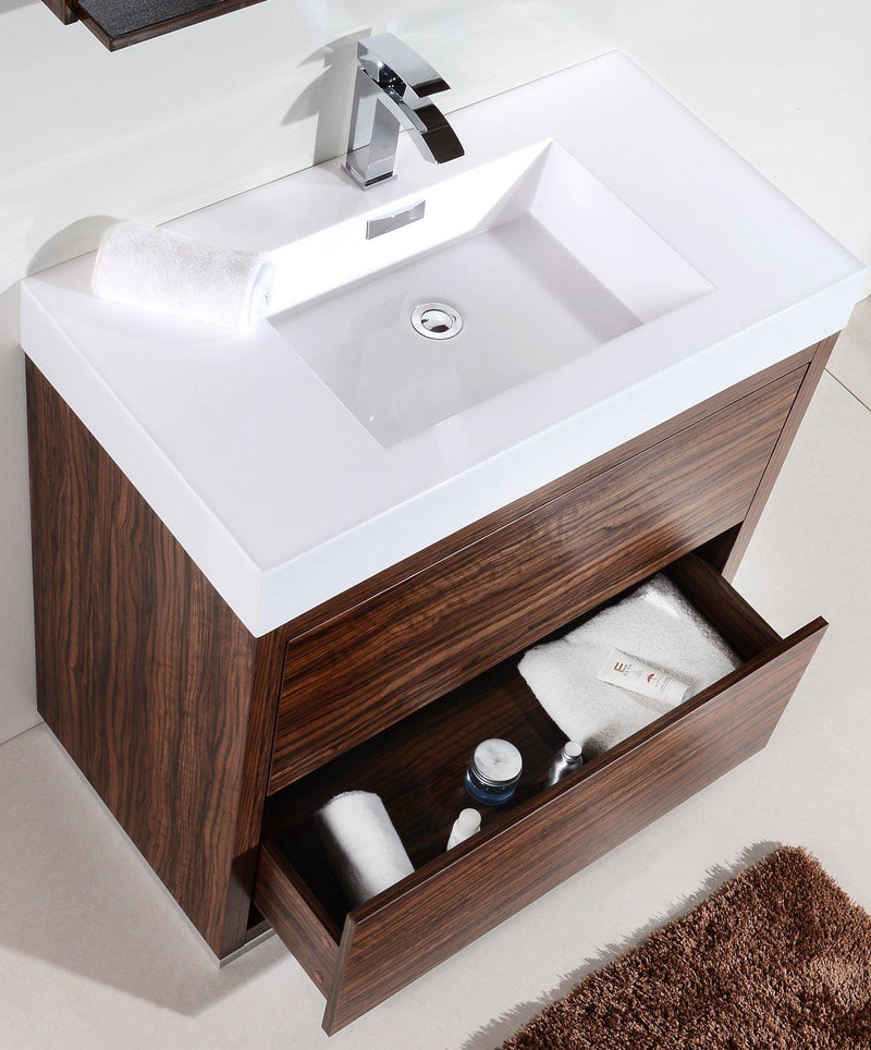 KubeBath Bliss 40 in. Free Standing Modern Bathroom Vanity - Walnut, FMB40-WNT