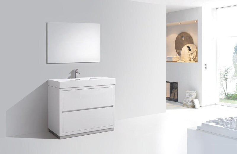 KubeBath Bliss 40 in. Free Standing Modern Bathroom Vanity - High Gloss White, FMB40-GW