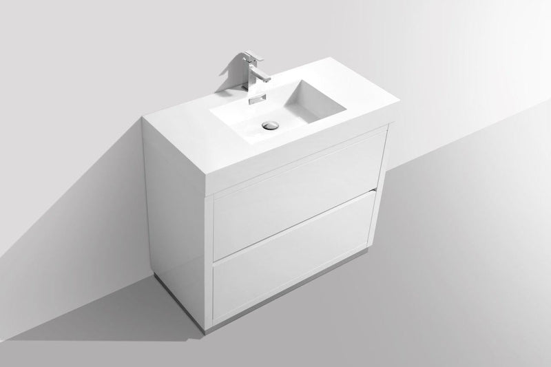 KubeBath Bliss 40 in. Free Standing Modern Bathroom Vanity - High Gloss White, FMB40-GW
