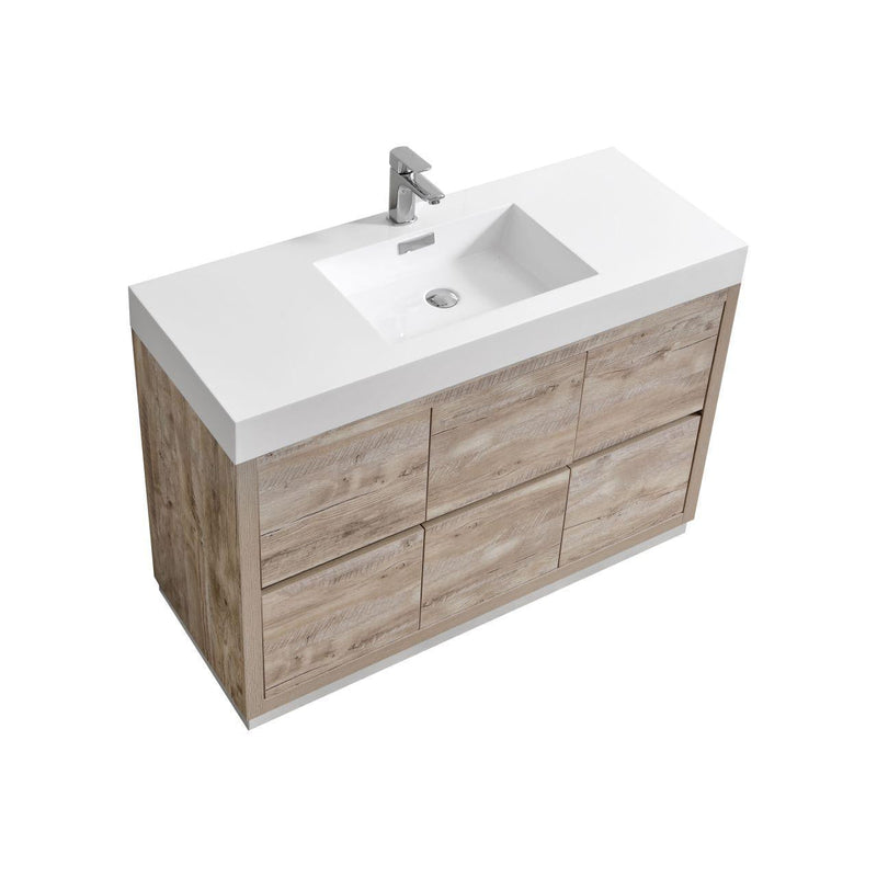 KubeBath Bliss 48 in. Free Standing Modern Bathroom Vanity - Nature Wood, FMB48-NW