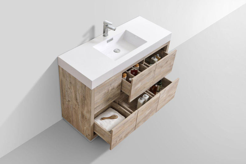 KubeBath Bliss 48 in. Free Standing Modern Bathroom Vanity - Nature Wood, FMB48-NW