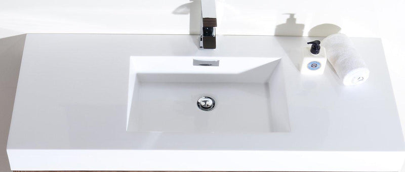 KubeBath Bliss 48 in. Free Standing Modern Bathroom Vanity - Walnut, FMB48-WNT