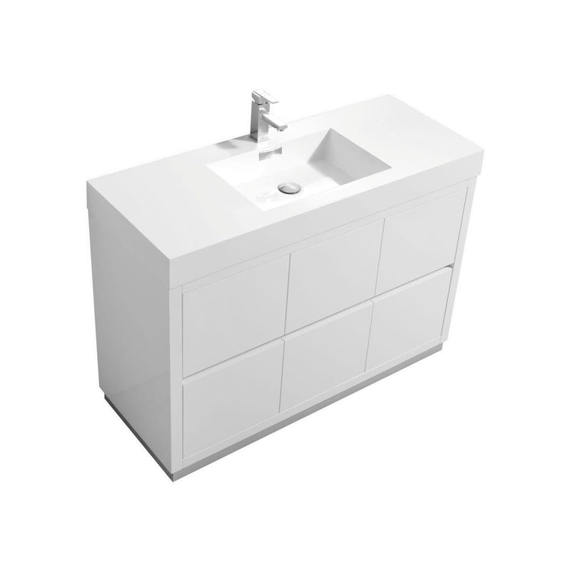 KubeBath Bliss 48 in. Free Standing Modern Bathroom Vanity - High Gloss White, FMB48-GW