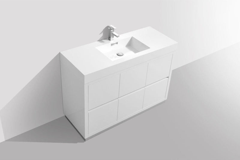 KubeBath Bliss 48 in. Free Standing Modern Bathroom Vanity - High Gloss White, FMB48-GW