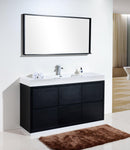 KubeBath Bliss 60 in. Single Sink Free Standing Modern Bathroom Vanity - Black, FMB60S-BK