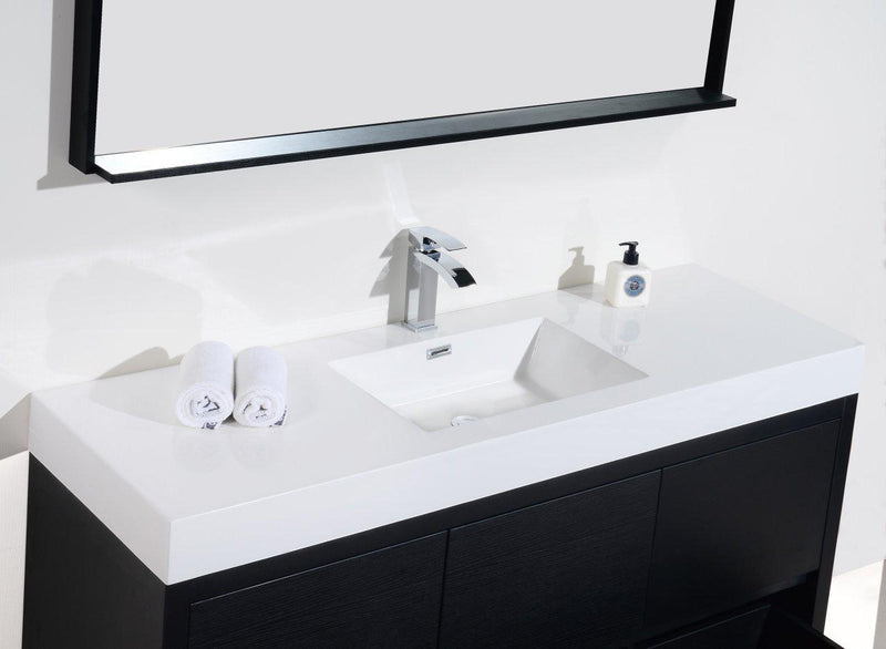 KubeBath Bliss 60 in. Single Sink Free Standing Modern Bathroom Vanity - Black, FMB60S-BK