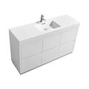 Bliss 60 in. Single Sink Free Standing Modern Bathroom Vanity - High Gloss White
