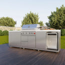 FORNO Bulnes Outdoor Kitchen 30-Inch BBQ 60,000 BTU, with Sear, Rotisserie Infrared Burners, 1.8 Cu.Ft. Beverage Center, & Black/White Countertops