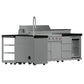 FORNO Bulnes Outdoor Kitchen 40-Inch BBQ 95,000 BTU, with 5 Burners, Sear & Rotisserie Infrared Side Burner, 1.8 cu.ft. Beverage Center & Black/White Countertops