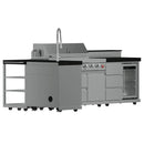FORNO Bulnes Outdoor Kitchen 40-Inch BBQ 95,000 BTU, with 5 Burners, Sear & Rotisserie Infrared Side Burner, 1.8 cu.ft. Beverage Center & Black/White Countertops