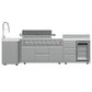 FORNO Bulnes Outdoor Kitchen 40-Inch BBQ 95,000 BTU, with 5 Burners, Sear & Rotisserie Infrared Side Burner, 1.8 cu.ft. Beverage Center & Black/White Countertops