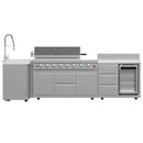 FORNO Bulnes Outdoor Kitchen 40-Inch BBQ 95,000 BTU, with 5 Burners, Sear & Rotisserie Infrared Side Burner, 1.8 cu.ft. Beverage Center & Black/White Countertops