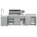 FORNO Bulnes Outdoor Kitchen 40-Inch BBQ 95,000 BTU, with 5 Burners, Sear & Rotisserie Infrared Side Burner, 1.8 cu.ft. Beverage Center & Black/White Countertops