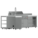 FORNO Bulnes Outdoor Kitchen 40-Inch BBQ 95,000 BTU, with 5 Burners, Sear & Rotisserie Infrared Side Burner, 1.8 cu.ft. Beverage Center & Black/White Countertops