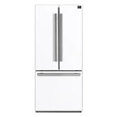 Front view of the Forno 30-inch refrigerator in a white finish, featuring a sleek, minimalist design with vertical handles and a smooth surface for a modern kitchen aesthetic.