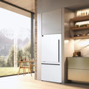 Forno 31-inch left-hinge refrigerator in a white finish, featured in a modern kitchen lifestyle setting with minimalist decor and coordinated finishes, offering a clean and functional design aesthetic.