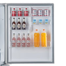 Close-up view of the interior side of the door in the FORNO 31-inch right-hinge refrigerator in stainless steel, highlighting the built-in storage bins and organized compartment layout.