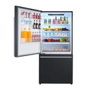 Front view of the Forno 31-inch refrigerator with the door open, revealing organized interior storage with adjustable glass shelves, clear door bins, and spacious compartments for fresh food storage.