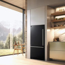 Forno 31-inch refrigerator shown in a lifestyle kitchen setting, featuring a sleek exterior with modern handles, seamlessly integrated into contemporary cabinetry.