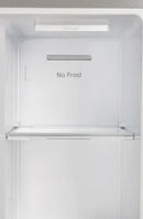 Interior view of the FORNO 33-inch side-by-side refrigerator in stainless steel, displaying organized shelving, spacious compartments, and door bins for efficient food storage.