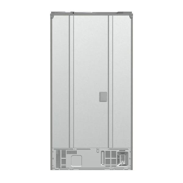 Rear view of the FORNO 36-inch French door refrigerator in stainless steel, showcasing the appliance's back panel, ventilation components, and power connection area.