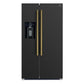 Front view of the FORNO 36-inch side-by-side refrigerator from the 2-piece appliance package, showcasing a sleek exterior design with vertical handles and spacious double doors.