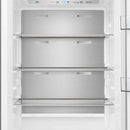 Close-up view of the interior shelf inside the FORNO 60-inch built-in pro-style refrigerator from the 2-Piece Appliance Package, showcasing adjustable glass shelving with stainless steel trim, designed for flexible food organization and easy cleaning.
