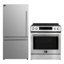 FORNO 2-piece appliance package featuring a 30-inch induction range and a 31-inch right-hinge refrigerator in stainless steel, offering a modern, energy-efficient kitchen setup with sleek, coordinated design.
