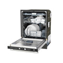 FORNO 24-inch built-in dishwasher with side-open door, revealing spacious stainless-steel interior and adjustable racks for efficient dish loading.